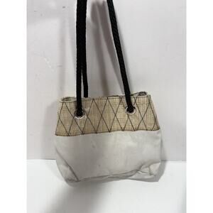 Ella‎ Vickers Sailcloth Collection White Shoulder Handbag Purse Stained**